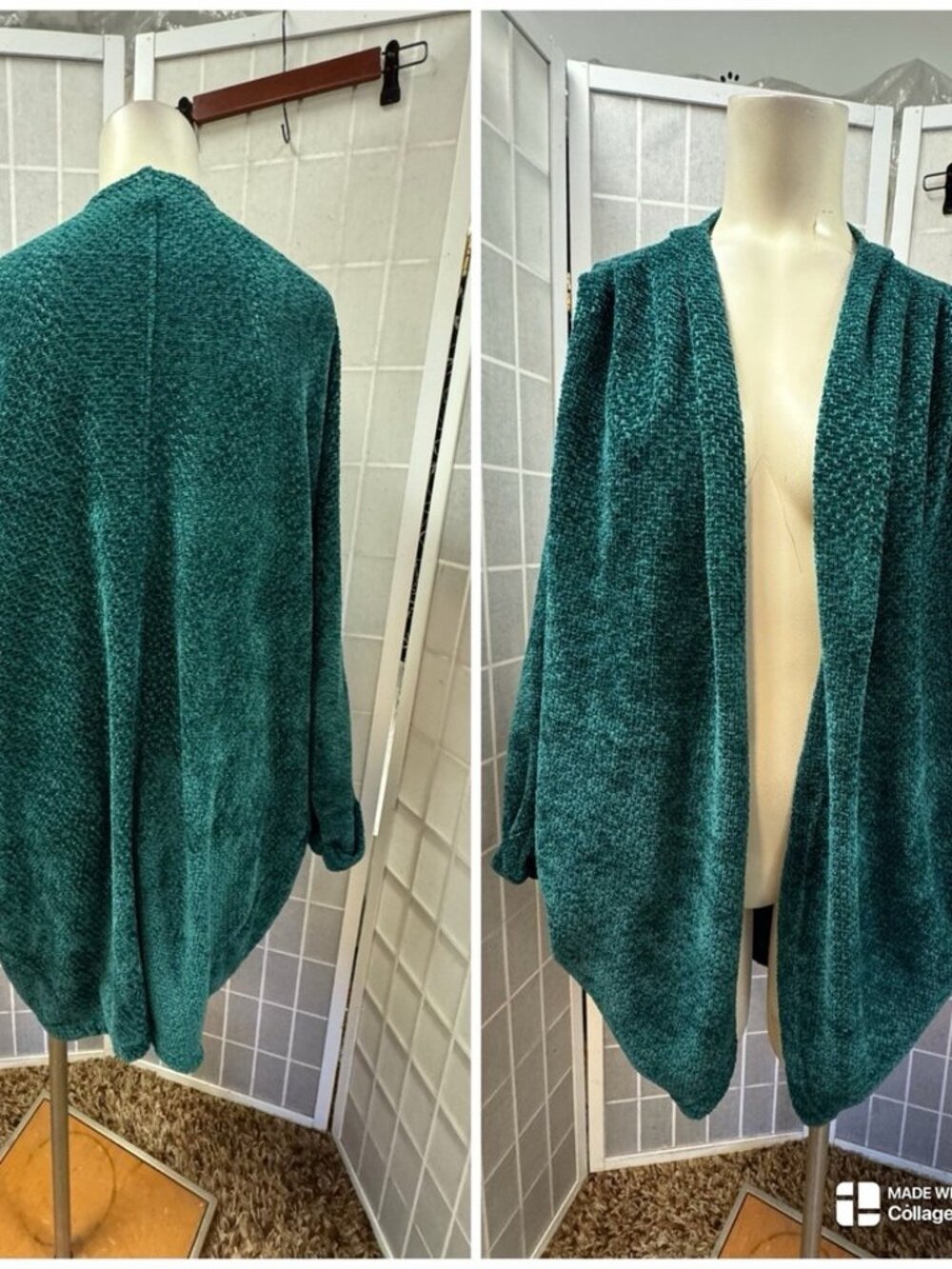 Flawless,Woman,Cover Coat,Green Esmeralda,Size S,Midi,Long Sleeve,Pullover.!